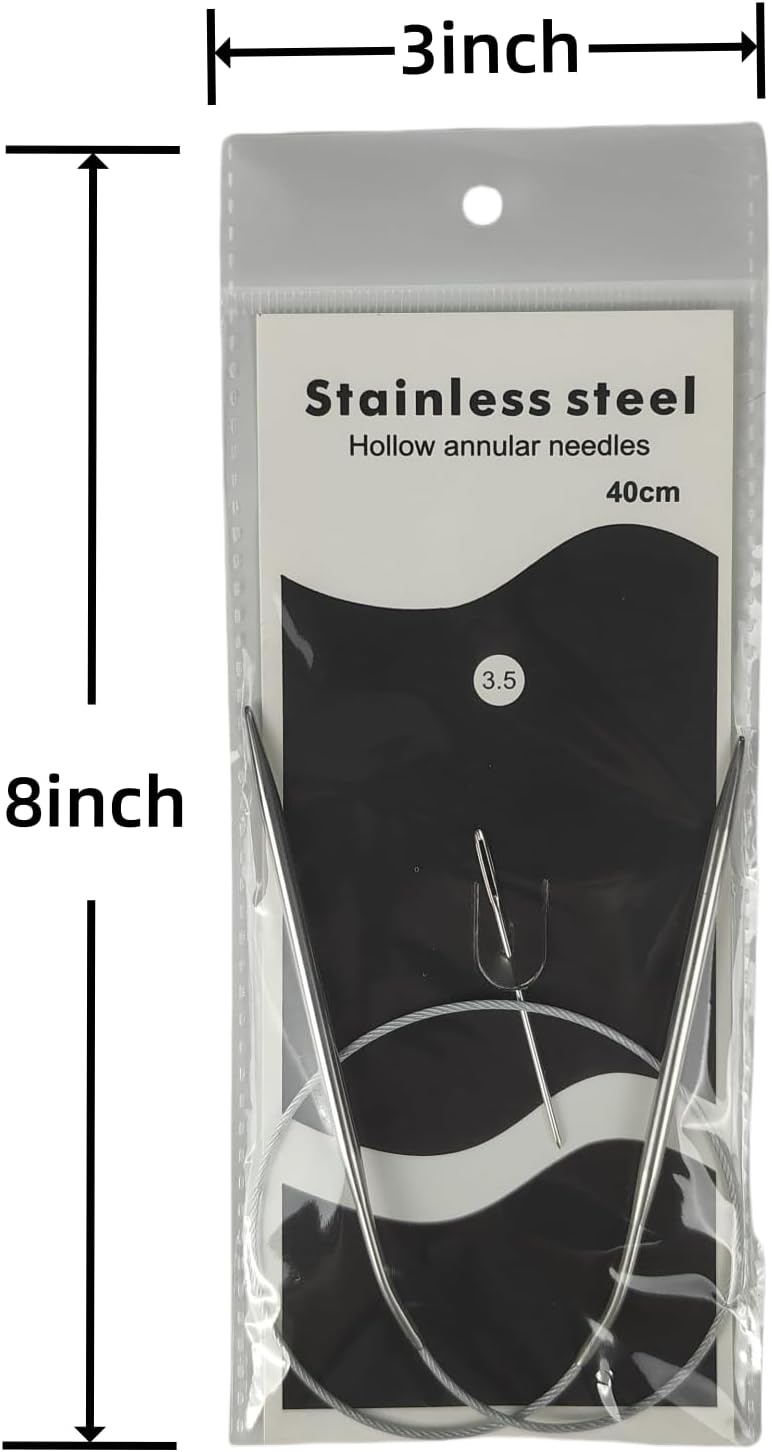 forebile Size 4 Stainless Steel Circular Knitting Needles 16 Inch 3.5 mm Set Round Metal (Silver, 16 inch-4-(3.5mm)) - Image 5
